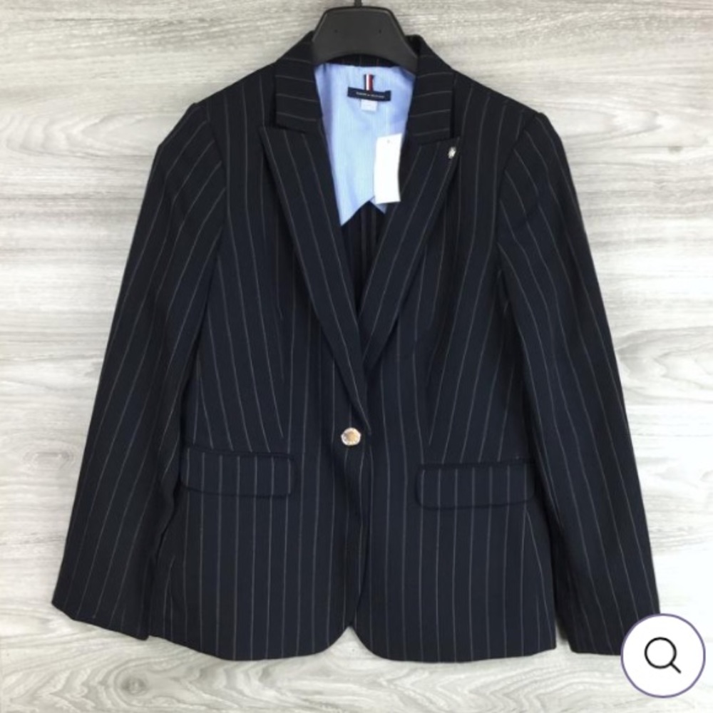 Tommy Hilfiger Navy Pinstripe Jacket Blazer Sz 10